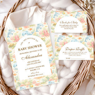 Cartão De Informações Animais Estilosos de Verão Sorteio de Fraldas