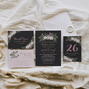 Programa de Casamento Floral Boho rosa Pink Peony
