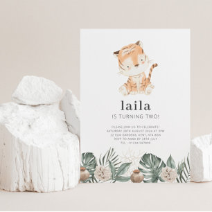 Tiger Greenery Floral Cartões de agradecimentos