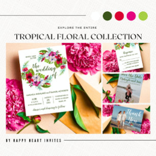Convites Casamento floral tropical do verde do hibiscus da