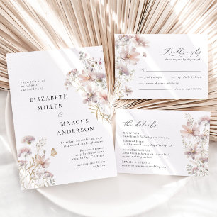 Cartão de RSVP de Casamento Floral Boho Blush Wild