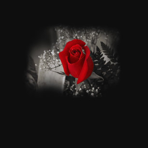 Convites Casamento preto e branco de Rosa vermelha elegante