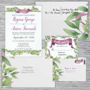 Convites Folhas de cor verde e roxa