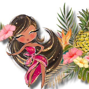 Convites Aloha Glitter Chá de casamento