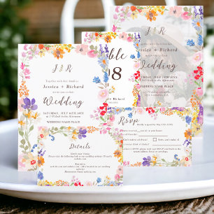 Cartão RSVP Casamento floral de flores silvestres no jardim de