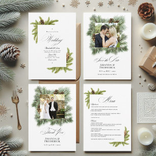 Convites Evergreen Pines Winter Wonderland Weding Código QR