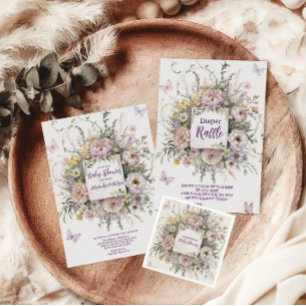 Prato De Papel Boho Wildflower Butterflies Chá de fraldas