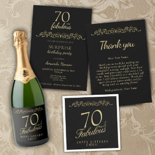 Convites Elegante 70 e Fabuloso Enfeite Aniversário de 70 a