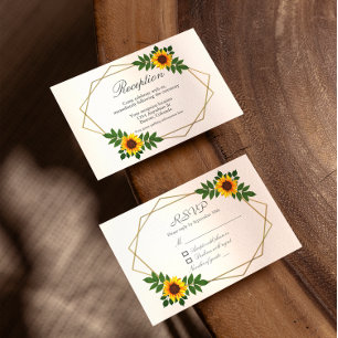 Cartão RSVP Casamento Geométrico de Girassol