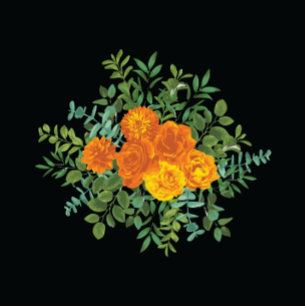 Convites Casamento Floral Laranja e Gótico Negra