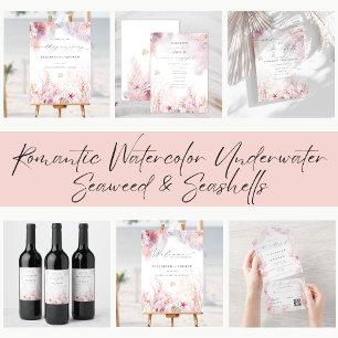 Convites Casamento de Código QR Submarino de Coral Submarin