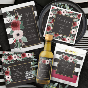 Reserve A Data Escuro Floral Elegante e Stripe Branca Magenta Dou