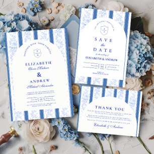 Cartão De Agradecimento Casamento de Porcelana Clássica Delft Azul