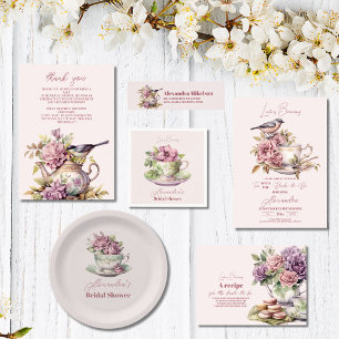 Cartão De Agradecimento Photo Love is Breing Tea Party Chá de panela