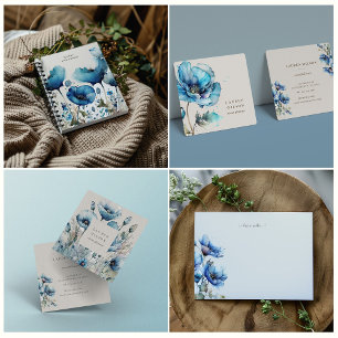 Caderno Espiral Monograma Floral Azul
