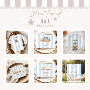 Convites Primeiro aniversario do comboio azul Vintage