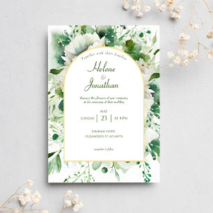 Convites Emerald Green Floral Greenery Wedding