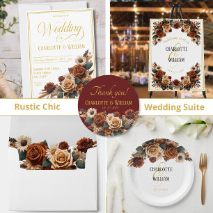 Convites Rustic Floral Rustic Script De Casamento Elegante