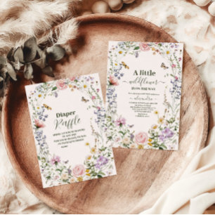 Cartão De Informações Elegante Flor Selvagem Diapper Raffle