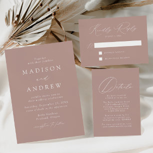 Convites Dusty Rosa Modern Elegance Monographic Wedding