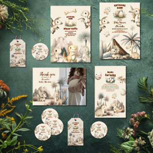 Adesivo Boho Cute Hatching Soon Dinossaur Chá de fraldas