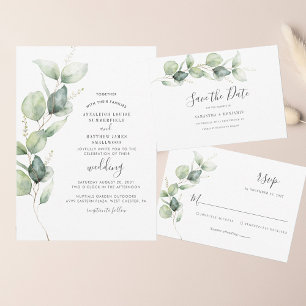 Convites Casamento Botânico Eucalyptus Greenery Foliage