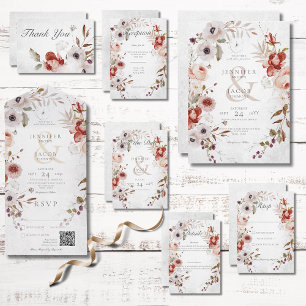 Cartão de Detalhes do Casamento Floral Rosa-Rosa R