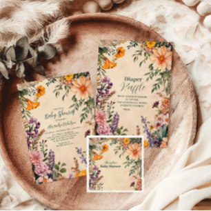 Cartão De Informações Chá de fraldas de Arte Vitoriana Nouveau Raffle