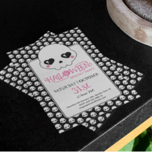 Convites Festa de aniversário-padrão de crânios fofinhos