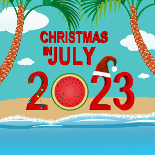 Cartão Natal em julho de 2023 Watermelon Beach