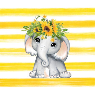 Convites Chá de fraldas de Elefante Chic Sunflower