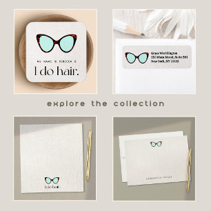 Cartão De Visita Quadrado Lista de Cabelos Espelhos Retro Óculos Solares Qua