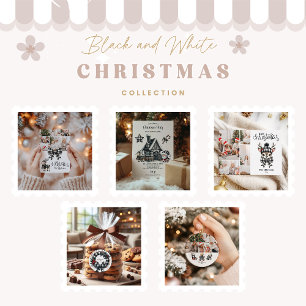 Ornamento De Cerâmica Natal da Família Negra e Branca de Xadrez Buffalo