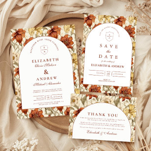 Cartão De Agradecimento Arco Floral Vintage Elegante Casamento