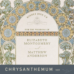 Convites Poppy Wedings Art Nouveau por Mucha