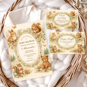 Cartão De Informações Animais da Floresta de Madeira Sorteio de Fraldas