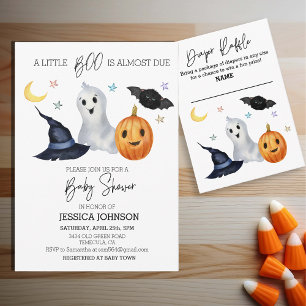 Cartão De Informações Fralda Raffle Halloween Ghost Boo Watercolor