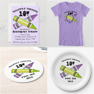 Convites Festa de aniversário Infantil Roxo Verde