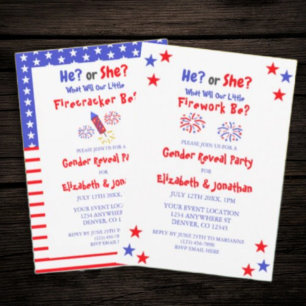 Convites Pequena Revelação de Gênero Americano de Fogo