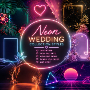 Convites Arco de Casamento Floral Neon Romântico Resplandec