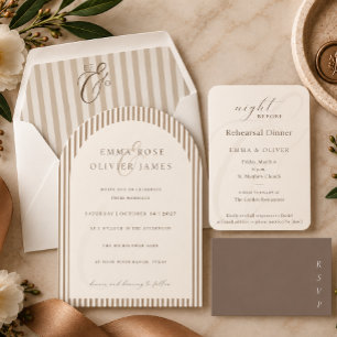 Cartão RSVP Casamento Elegante Minimalista Bege Marfim Script
