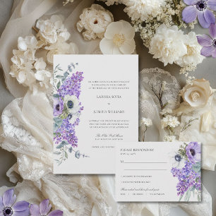 Convites Larissa Elegant Purple Floral Casamento Católico