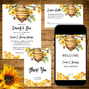 Cartão De Agradecimento Pais para ser obrigado de chá de fraldas de abelha