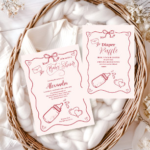 Cartão De Informações Manuscrito Livros de Chá de fraldas de Arco Desenh