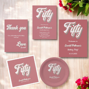 Convites Vintage Retro 70s Groovy Único 50º aniversário