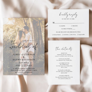 Convites Aimee Rustic Script Modern Wedding
