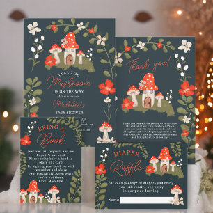 Cartão De Informações Livros florais de cogumelos de madeira para chá de