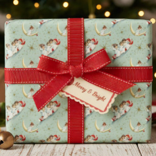 Papel De Presente Papel de enrolamento dos ângulos dos natais vintag