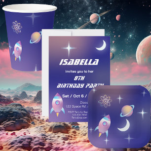 Convites Aniversário do Espaço Exterior do Pastel