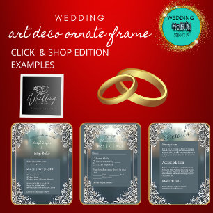 Cartão De Informações poeira azul deco ornamentado quadro